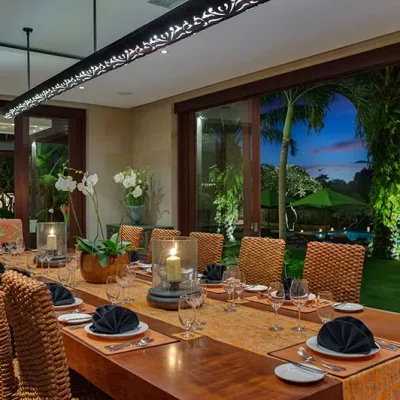 bendega-nui-evening-dining Villa Bendega Complex - Villa Gallery