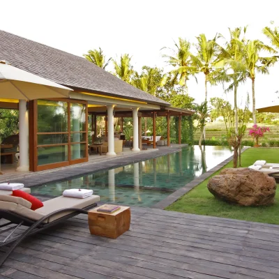 08-Villa Sarasvati – Pool deck and gardens Villa Canggu Collection - Villa Gallery
