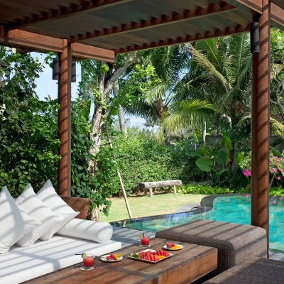 13-Villa Sarasvati – Alfresco living area Villa Canggu Collection - Villa Gallery