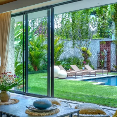 pool view from inside villa pantai indah, canggu, Bali pool view from inside villa pantai indah, canggu, Bali