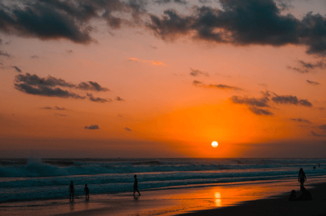 petitenget beach in Bali with orange scenery