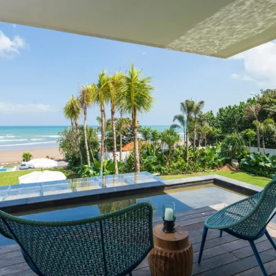 026 Noku Beach House – Terrace from guest bedroom with beach view Villa Noku Beach House - Villa Gallery