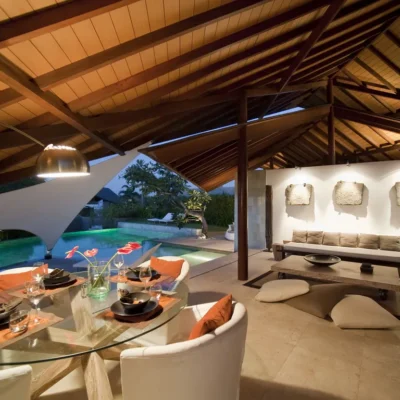 13-The Layar – Living and dining at night The Layar Villa Eighteen - Villa Gallery