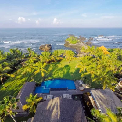 2. Villa Semarapura – Aerial – The villa, pool, gardens and sea Villa Semarapura - Villa Gallery