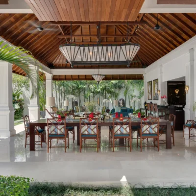 8. Villa Windu Asri – Dining table in grand living pavilion Villa Windu Asri - Villa Gallery