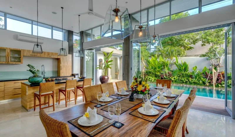 Dining-room-with-view-over-the-pool Villa Bamboo Aramanis - Villa Gallery