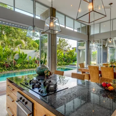 Kitchen-with-view-over-the-pool Villa Bamboo Aramanis - Villa Gallery