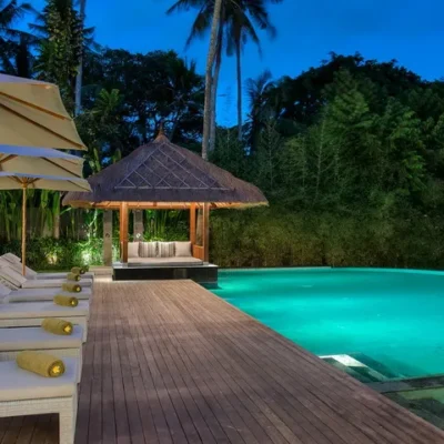 Seseh Beach Villa II – Evening poolside Seseh Beach Villa Estate - Villa Gallery