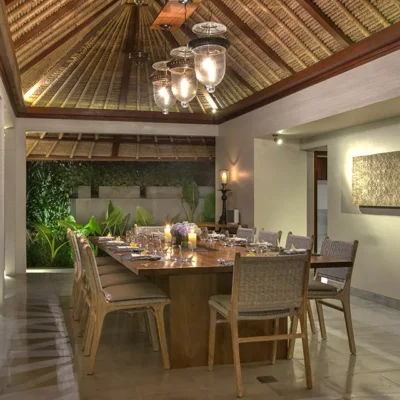 Seseh-Beach-Villa-II-The-dining-room-lit-up-at-night Seseh Beach Villa Two - Villa Gallery