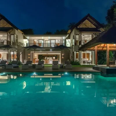 Seseh Beach Villa II – The villa at night Seseh Beach Villa Estate - Villa Gallery