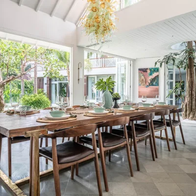 The Dining Room overlooks the Lush Tropical Garden Villa Kasianda House - Villa Gallery