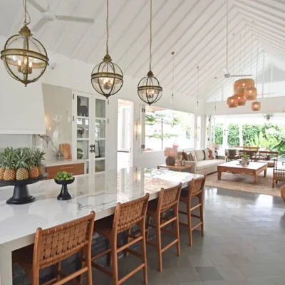 The Open Plan Kitchen has a Double Door Samsung Fridge with Ice Dispenser and Italian Gas Range Villa Kasianda House - Villa Gallery
