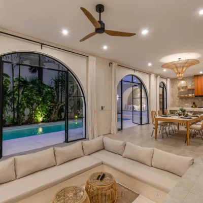 13 Villa Unna – Living and dining area at night_11zon Villa Unna Umalas - Villa Gallery